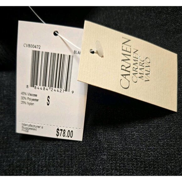 Carmen Marc Valvo Women Black Long Sleeveless Turtleneck Sweater Small Tunic NWT - Picture 8 of 8